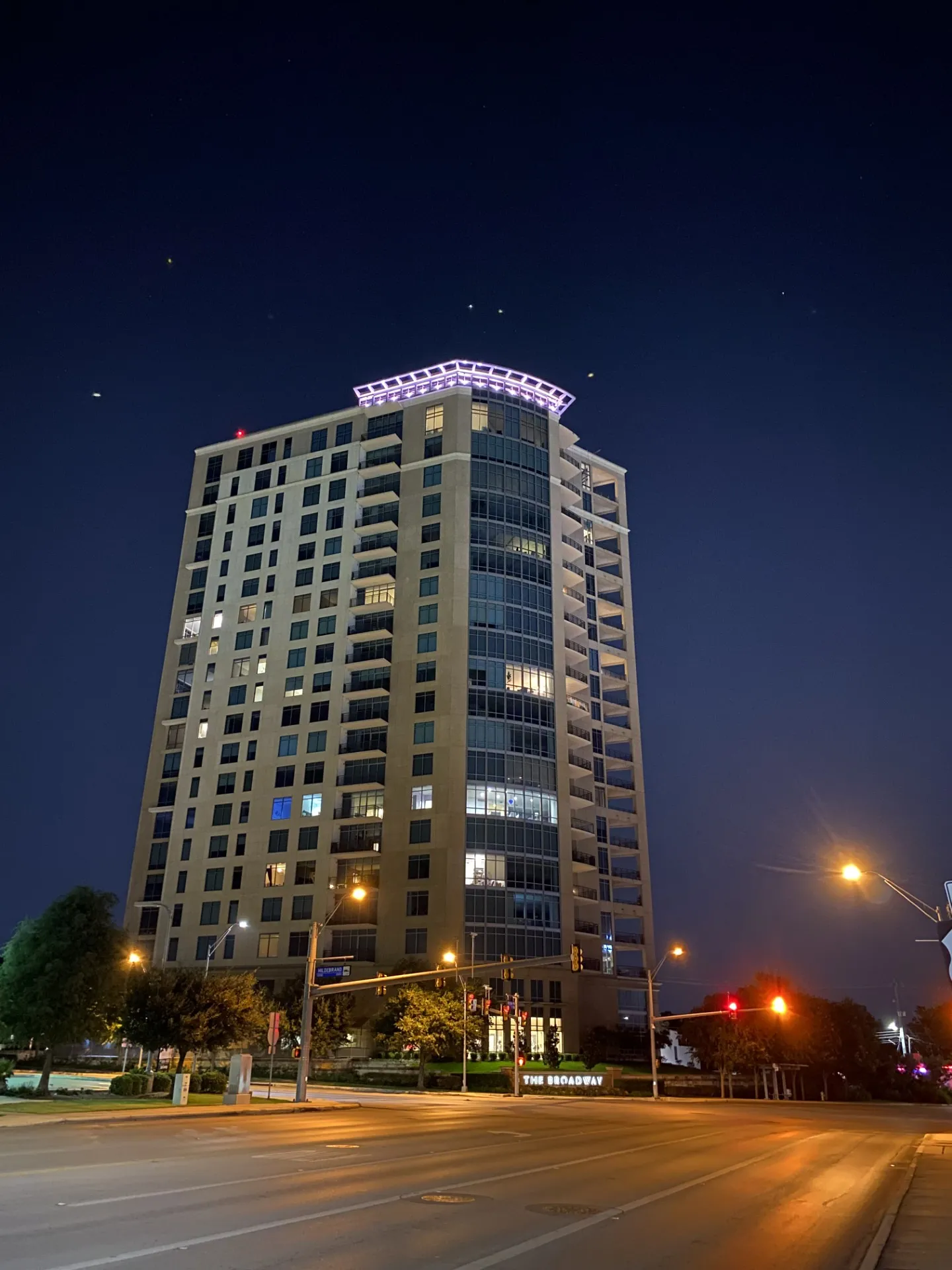 Low-voltage LED accent lighting on a property at night